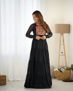 Pure Soft Fox Georgette Laheriya Print Fully Flared Anarkali Gown