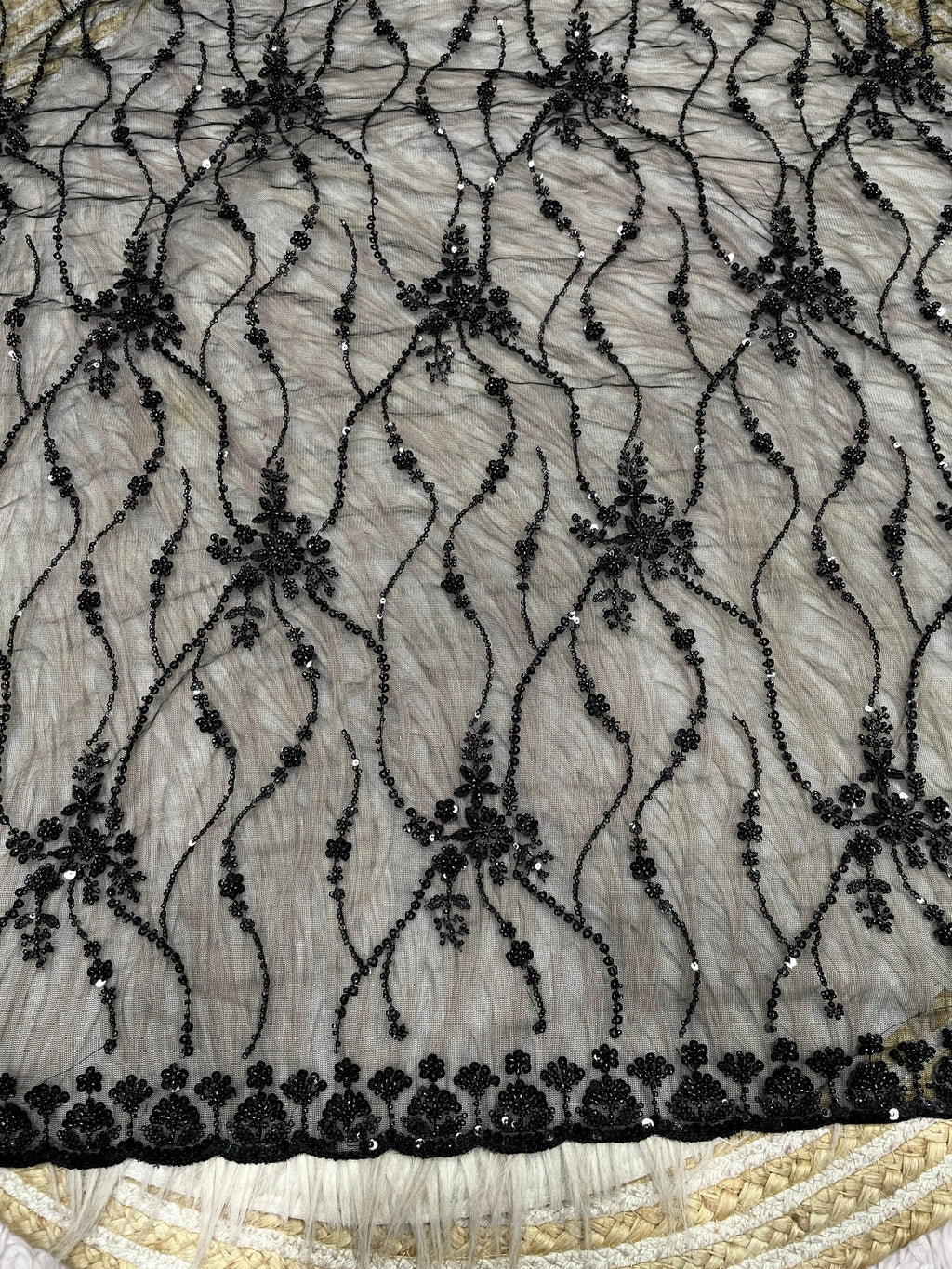 Net Saree With All Over Arco Bordar And Sequence Work