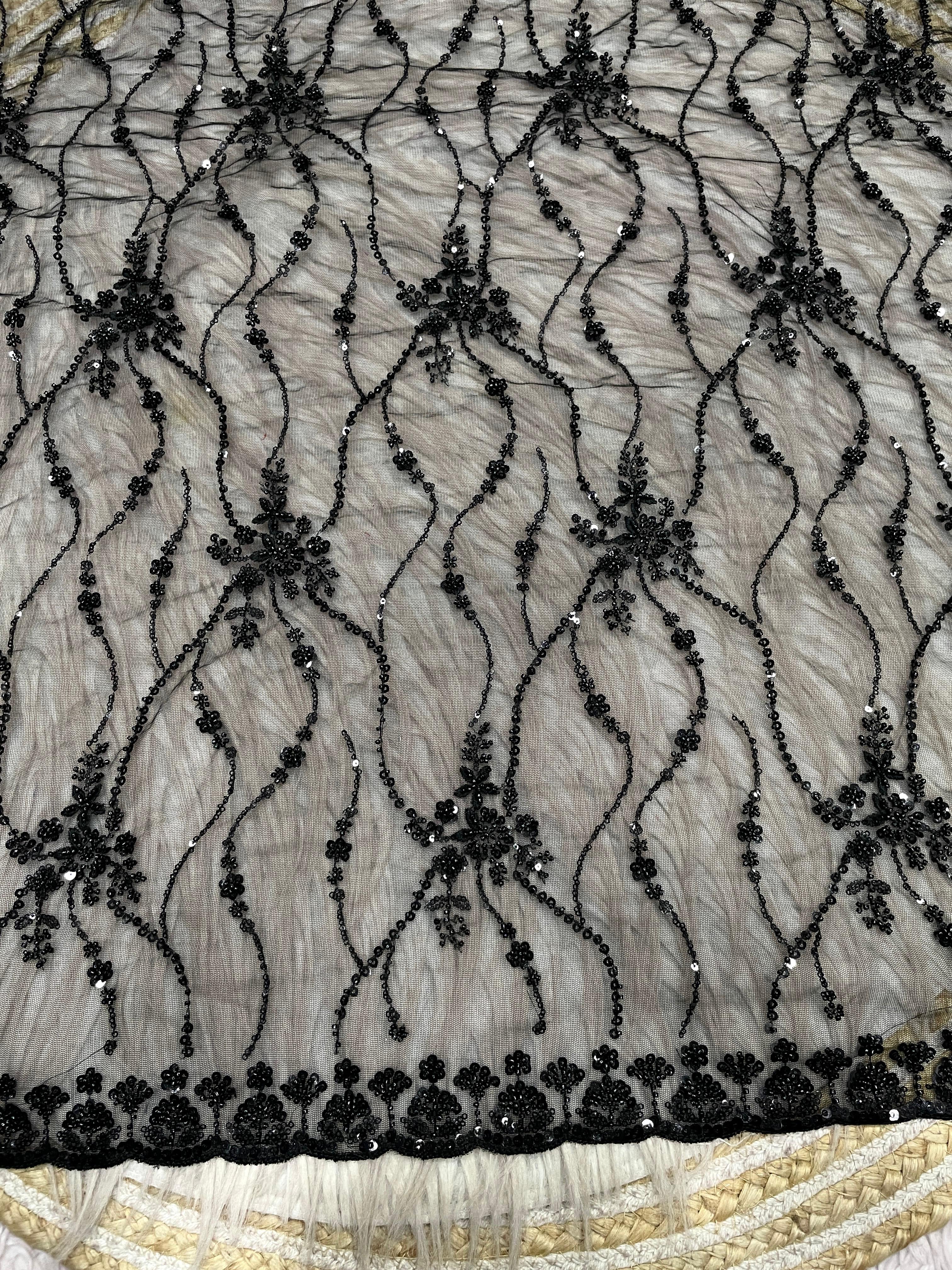 Net Saree With All Over Arco Bordar And Sequence Work