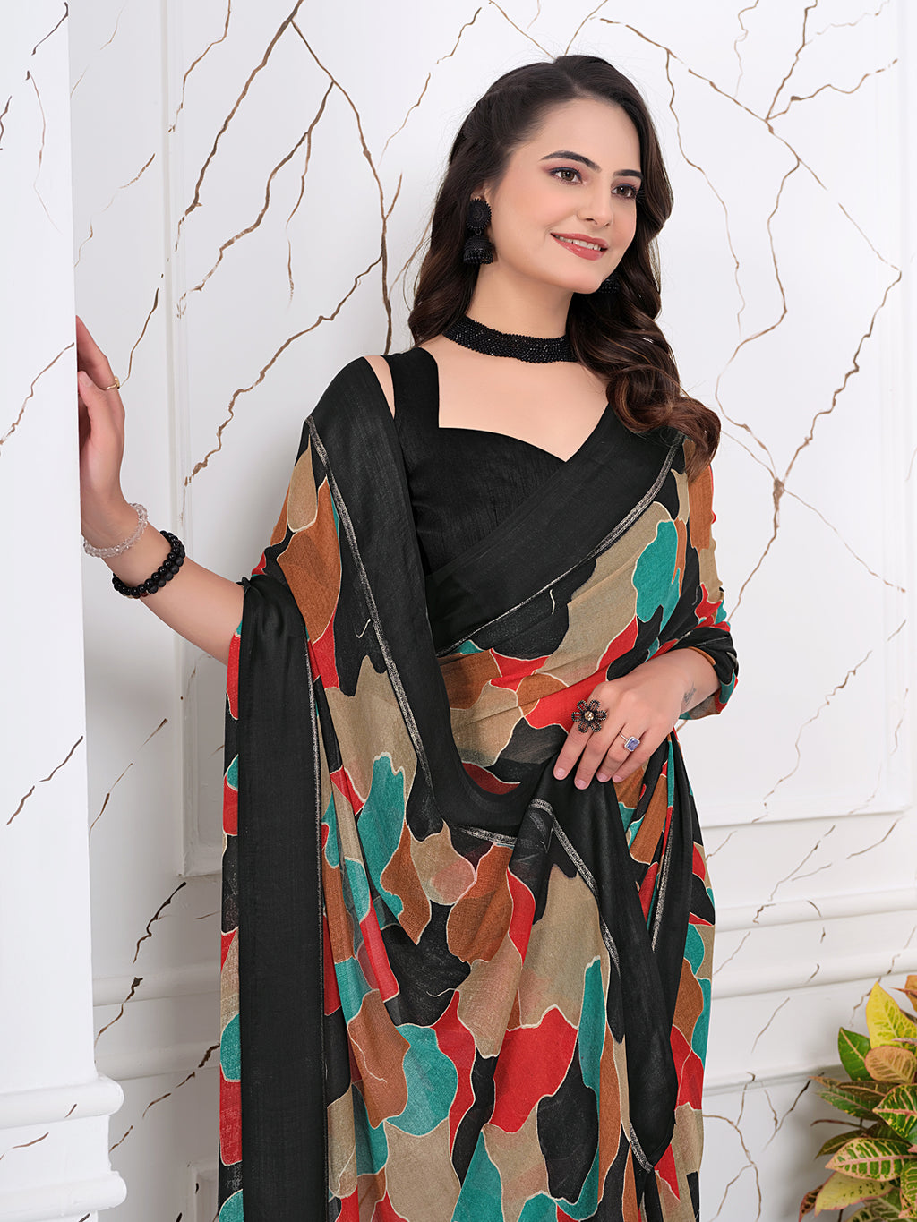 Instant Glam: Pre-Pleated Chiffon & Satin Patta Saree