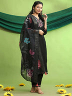 Roman Silk Embroidery Hand Work Kurta Pant Set With Dupatta
