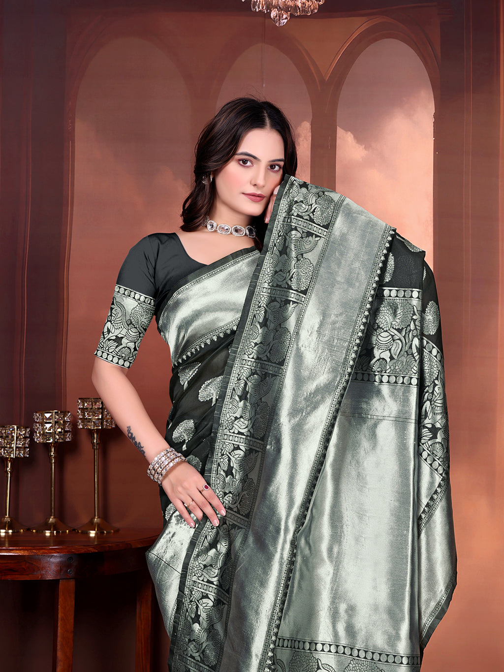 Ready to Wear Jacquard Pure Silk Saree