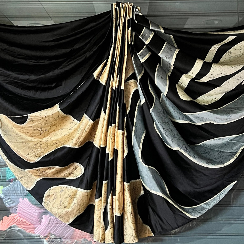 Satin Silk Abstract Print Saree with Designer Pallu