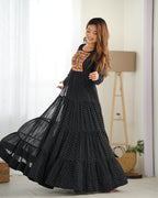 Pure Soft Fox Georgette Laheriya Print Fully Flared Anarkali Gown