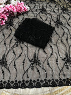 Net Saree With All Over Arco Bordar And Sequence Work