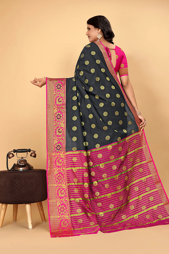 Pionex Woven Katan Kanjivaram Soft Lichi Silk Sarees
