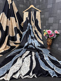 Satin Silk Abstract Print Saree with Designer Pallu - Pionex Fab