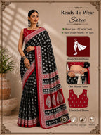 Ready to Wear Jaipuri Mul Cotton Geometric Printed Saree for Women