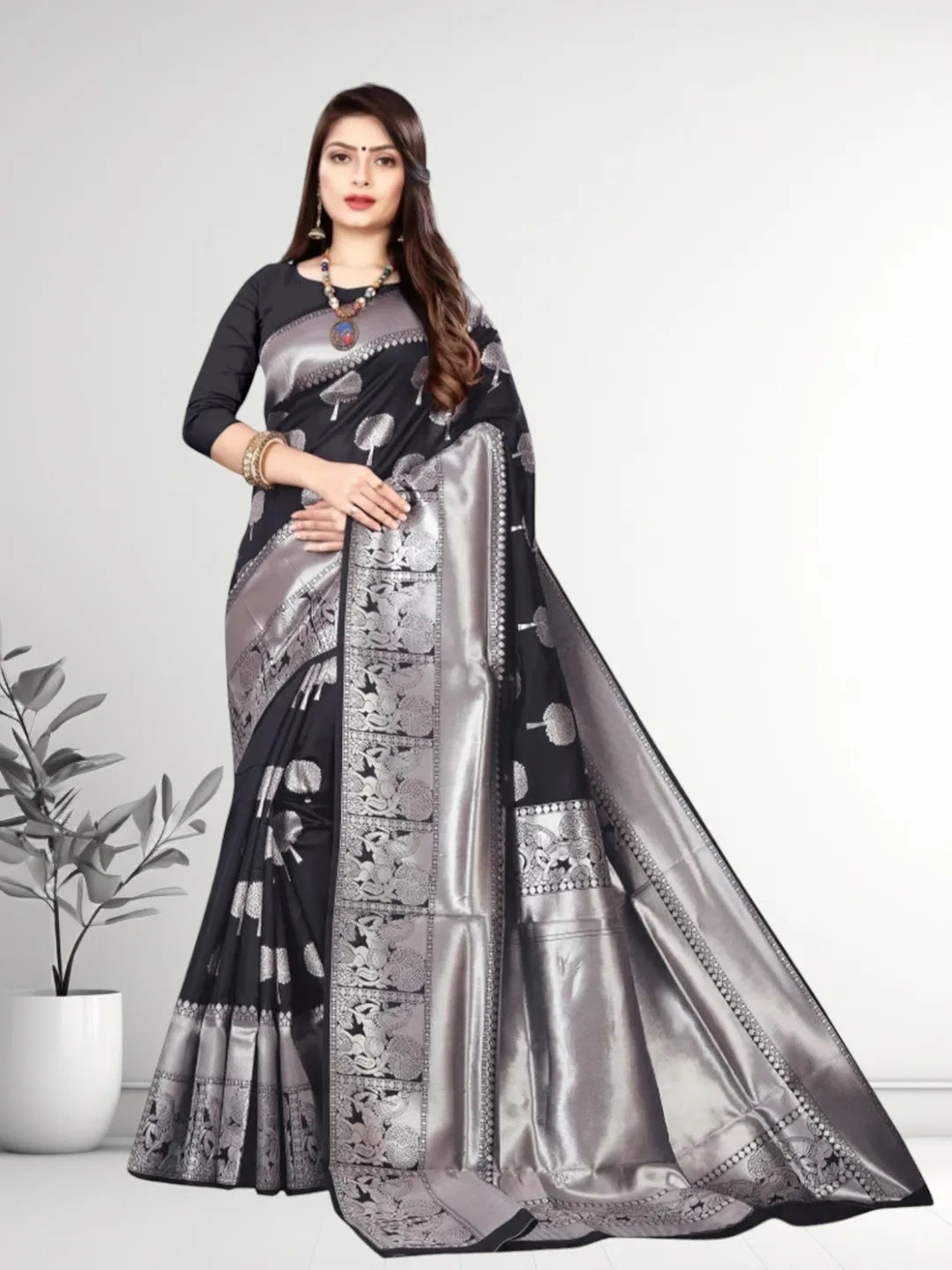 Pionex Banarasi Softy Copper Zari Weaving Brocade Saree