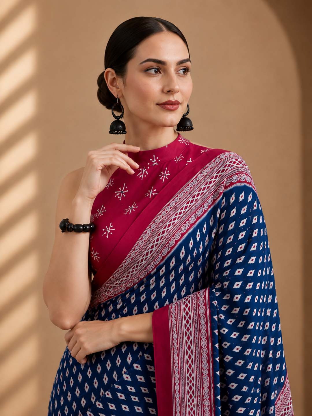 Ready to Wear Jaipuri Mul Cotton Geometric Printed Saree for Women