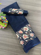 Elegant Floral Border Printed Georgette Border Saree