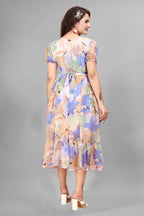 Graceful Light Blue Fit and Flare Dress for Women