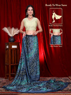 Heavy Chiffon Color Block Printed Ready-to-Wear Saree