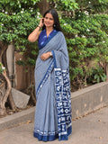Mul Cotton Saree with Striped Pattern & Traditional Printed Pallu