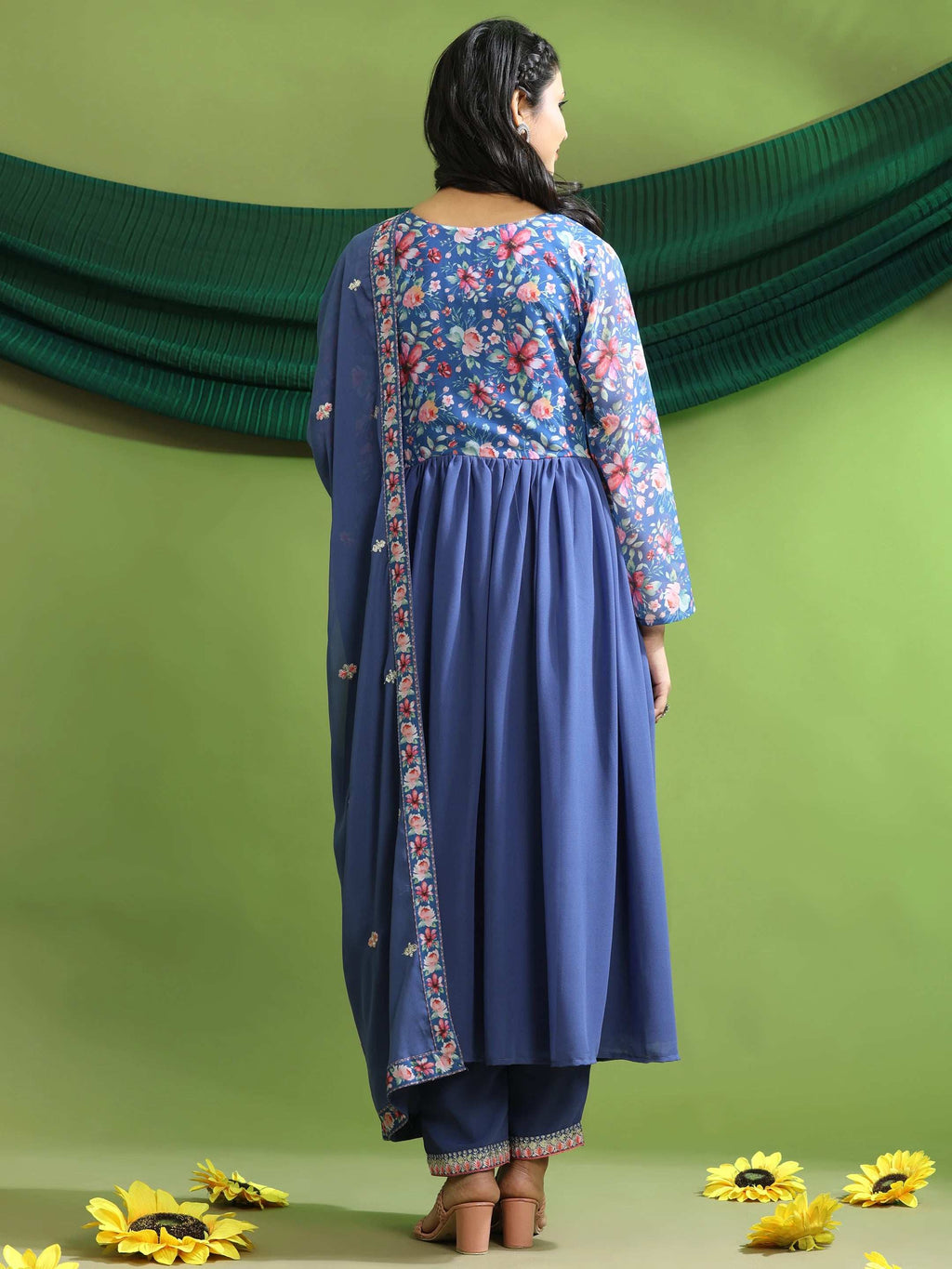 Georgette Embroidery With Sequence A line Kurta Set