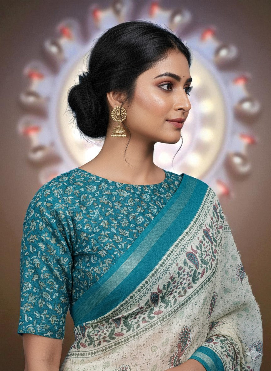 Pashmina Print  Pure Mulmul Cotton Saree