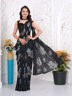 Ready-to-Wear Chiffon Saree with Zari Lines for Party Look