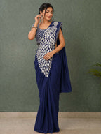 Ready to Wear Silk Crepe Saree with Heavy Embroidery Sequence Work Stitched Blouse