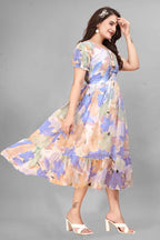 Graceful Light Blue Fit and Flare Dress for Women