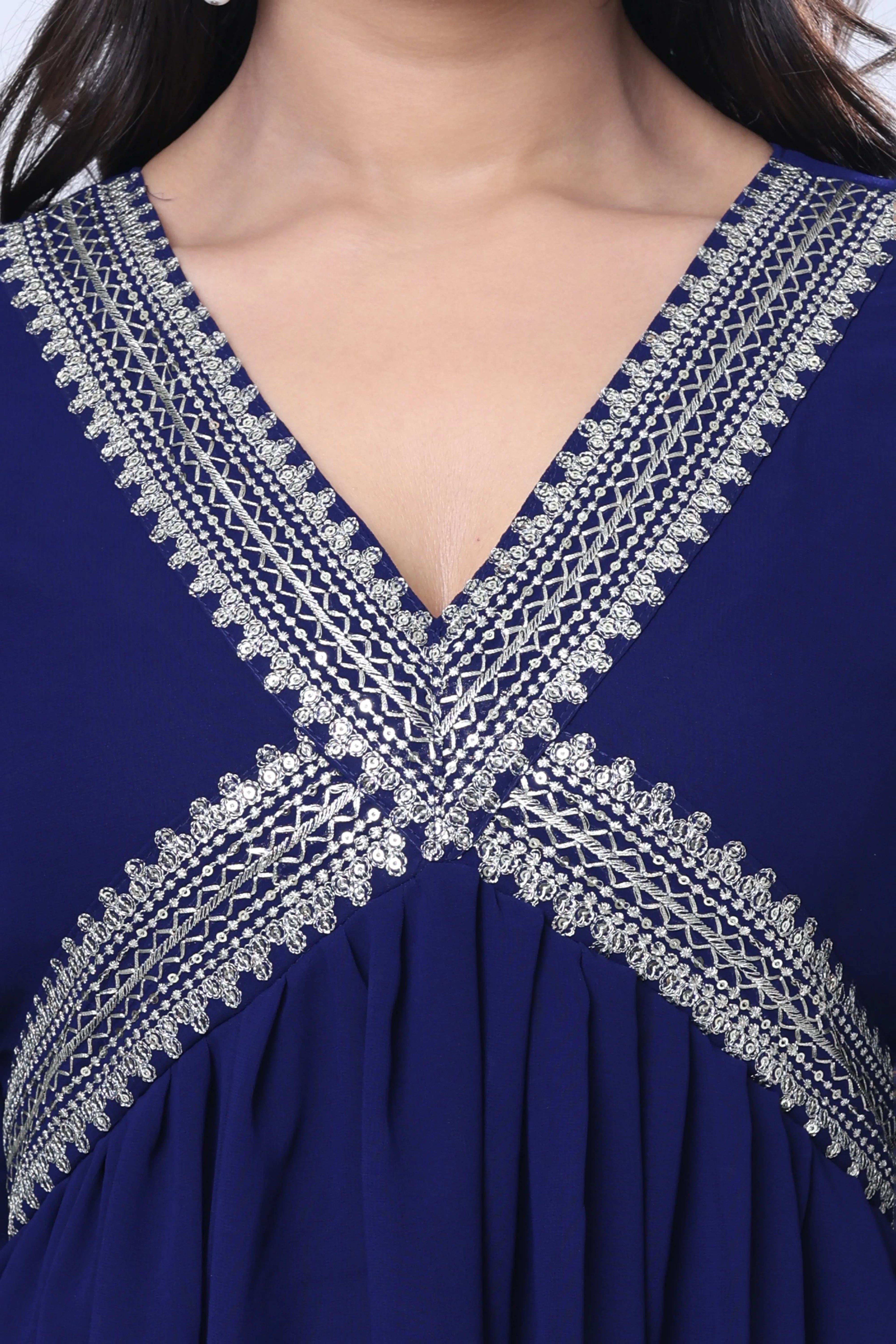 Embroidered Georgette Kurta Pant Set with Dupatta