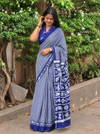 Ready To Wear Cotton Saree with Striped Pattern & Traditional Printed Pallu