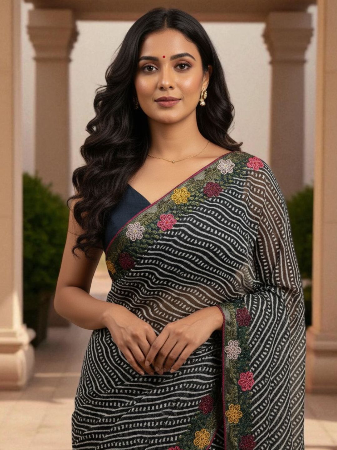 Cotton Silk Bandhani Printed Saree with Embroidery Work Border