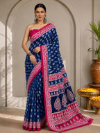 Ready to Wear Jaipuri Mul Cotton Geometric Printed Saree for Women