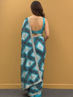 Bandhani Printed Chiffon Saree with Embroidered Border