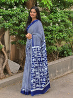 Ready To Wear Cotton Saree with Striped Pattern & Traditional Printed Pallu