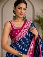 Ready to Wear Jaipuri Mul Cotton Geometric Printed Saree for Women