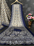 Satin Silk Saree with Floral & Paisley Prints - Pionex Fab