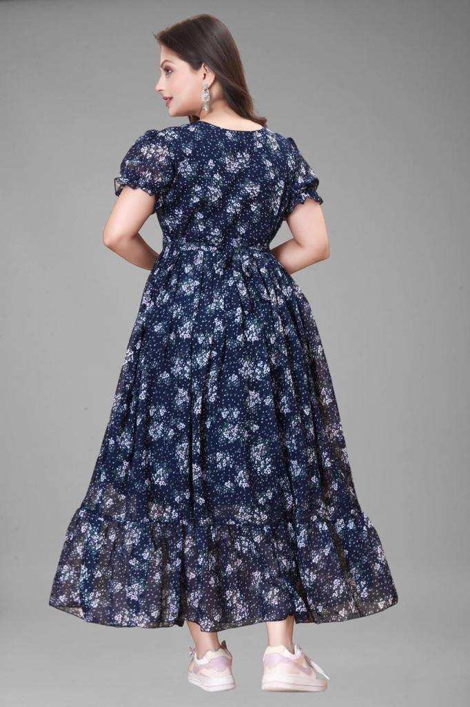 Elegant Georgette Maroon Fit and Flare Dress for Women