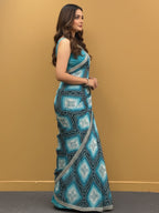 Bandhani Printed Chiffon Saree with Embroidered Border