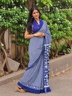 Ready To Wear Cotton Saree with Striped Pattern & Traditional Printed Pallu