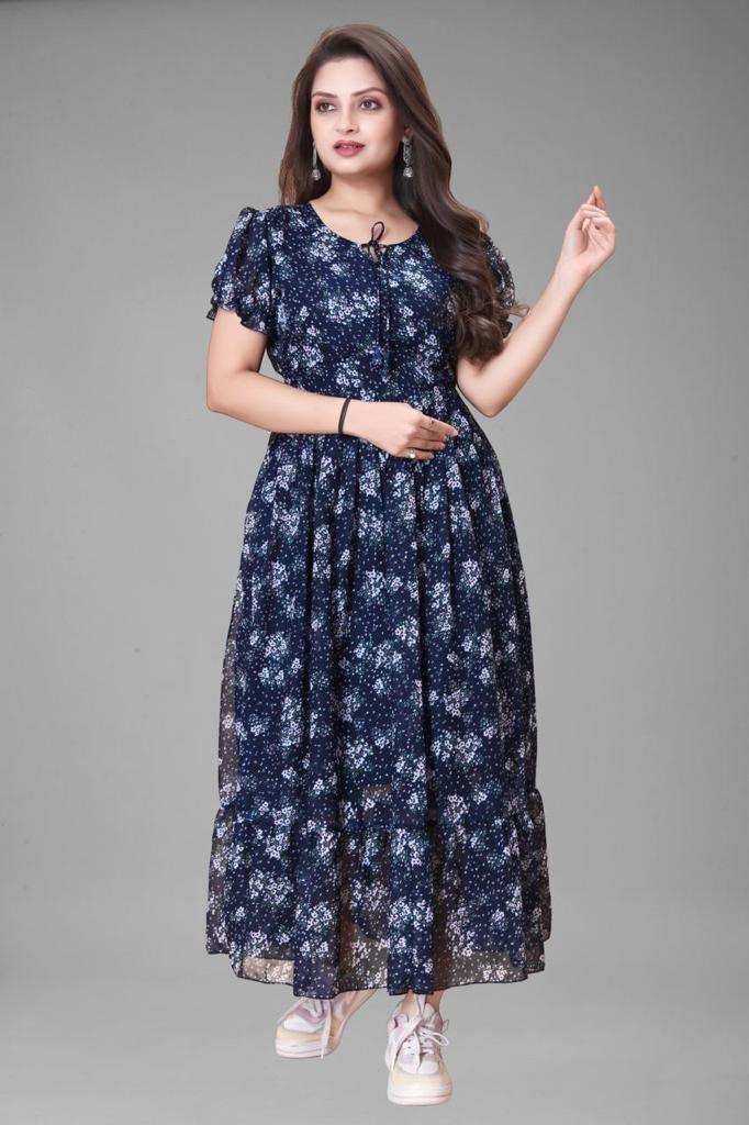 Elegant Georgette Maroon Fit and Flare Dress for Women