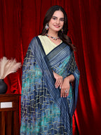 Heavy Chiffon Color Block Printed Ready-to-Wear Saree