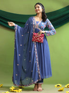 Georgette Embroidery With Sequence A line Kurta Set