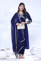 Embroidered Georgette Kurta Pant Set with Dupatta