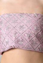Chinon Solid Saree with Embroidered Lace Border