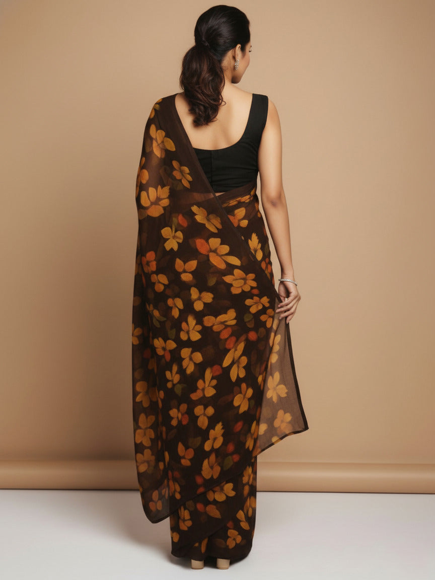 Vibrant Floral Print Georgette Ready to Wear Saree
