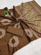Ajrakh Bandhej Printed Mulmul Cotton Saree for Woman
