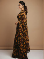 Vibrant Floral Print Georgette Ready to Wear Saree