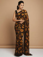 Vibrant Floral Print Georgette Ready to Wear Saree
