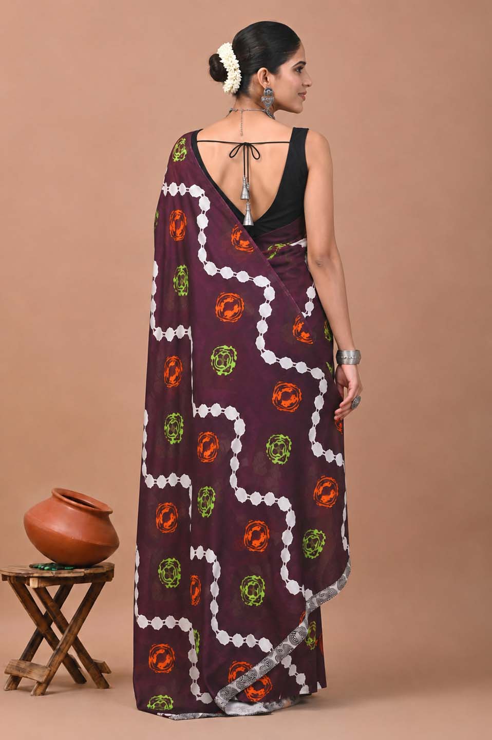 Ready to Wear Jaipuri Mul Cotton Geometric Printed Saree for Women
