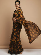 Vibrant Floral Print Georgette Ready to Wear Saree