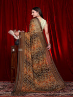 Heavy Chiffon Color Block Printed Ready-to-Wear Saree