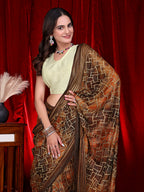 Heavy Chiffon Color Block Printed Ready-to-Wear Saree