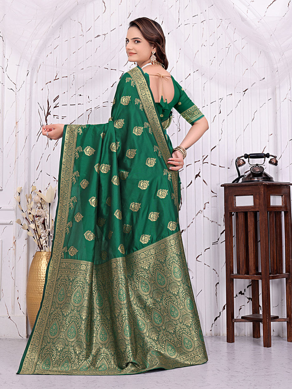 Ready To Wear Banarasi Silk Saree with Zari Woven Border