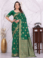 Ready To Wear Banarasi Silk Saree with Zari Woven Border