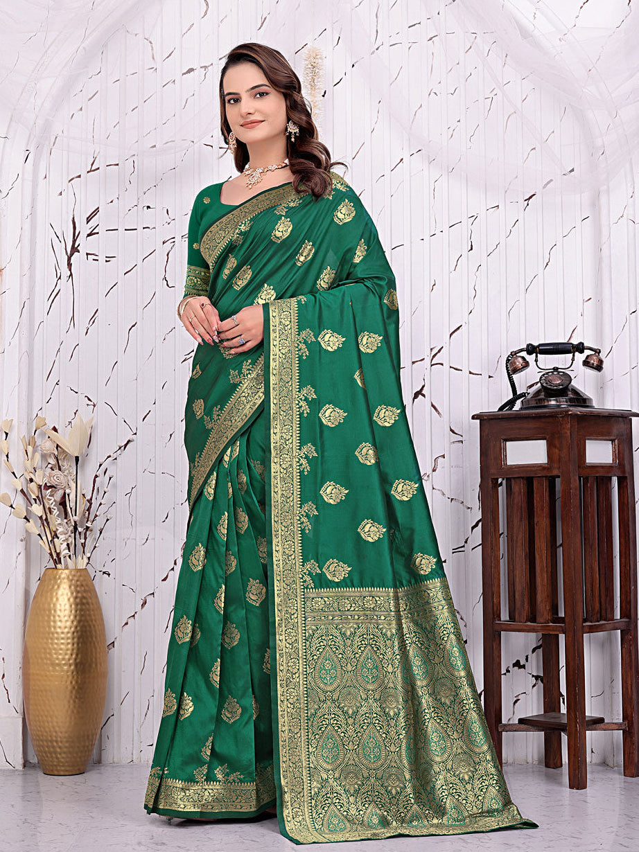 Ready To Wear Banarasi Silk Saree with Zari Woven Border